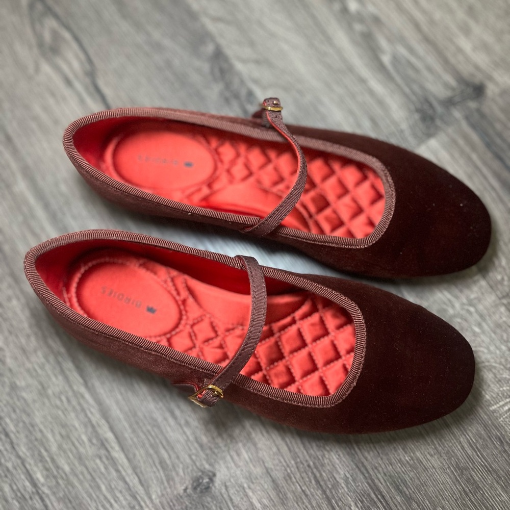 BIRDIES LIMITED: The Hummingbird - Mary Jane Brandy Velvet - Ballet Flats